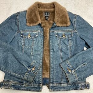 I.N.C. Faux Fur Lined Full Zip Denim Jacket | Thick & Warm